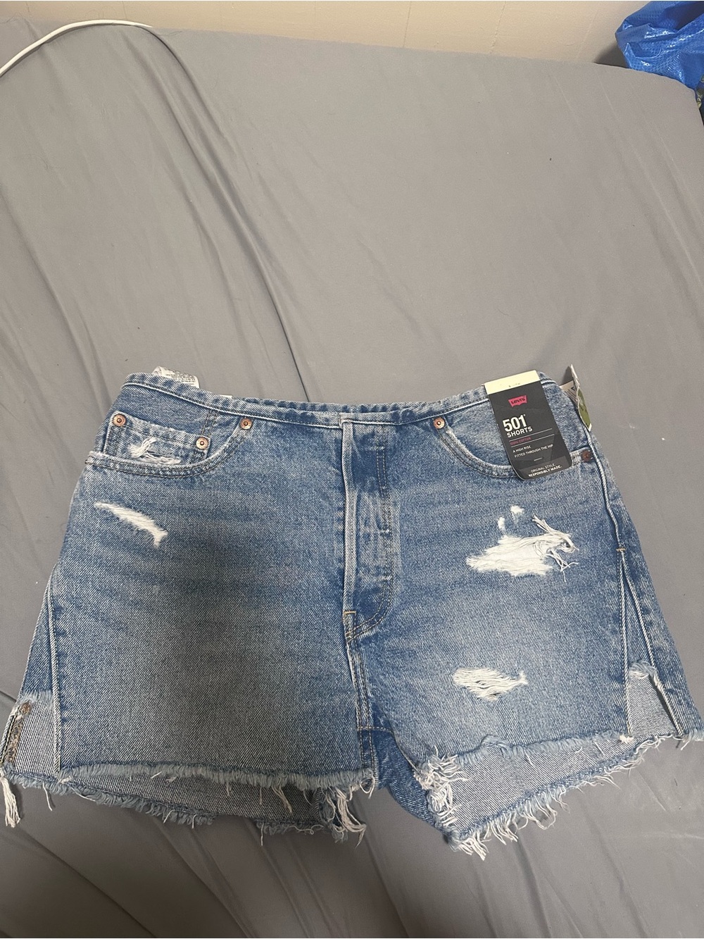 Levi's Distressed Denim Cutoff Shorts - Blue